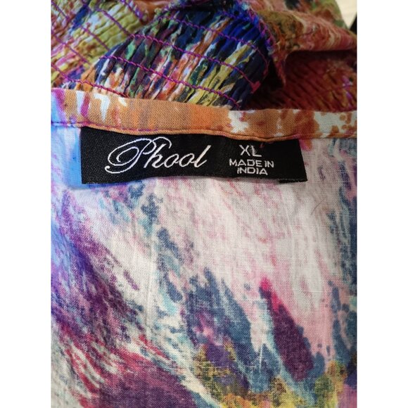 Phool XL Tie Dye Maxi Dress, Sleeveless Ruched Waist Bright, Festival Boho - Picture 5 of 5